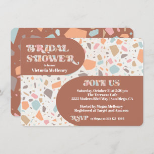 Modern Retro Terrazzo Bridal Shower Arch Invitatio Invitation