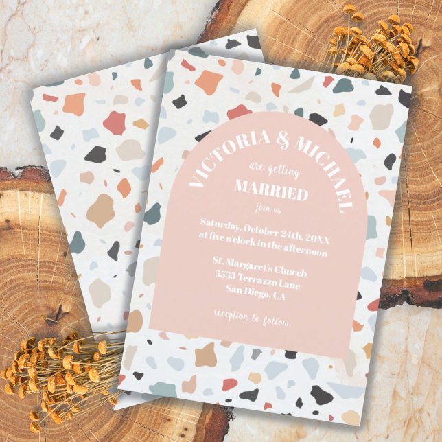 Modern Retro Terrazzo Wedding Arch Invitation (Creator Uploaded)