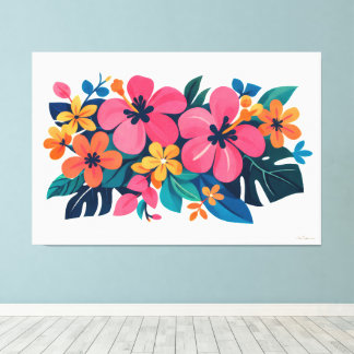Modern retro tropical flora 02 canvas print