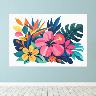 Modern retro tropical flora 03 canvas print