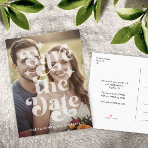 Modern Retro Type Photo Wedding Save The Date Announcement Postcard
