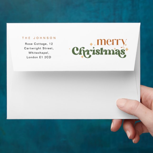 Modern Retro Typography Merry Christmas Envelope (Hand)