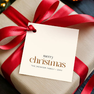 Modern Retro Typography Merry Christmas Favour Tags