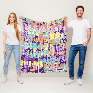 Modern Retro Typography Personalised Colourful  Fleece Blanket