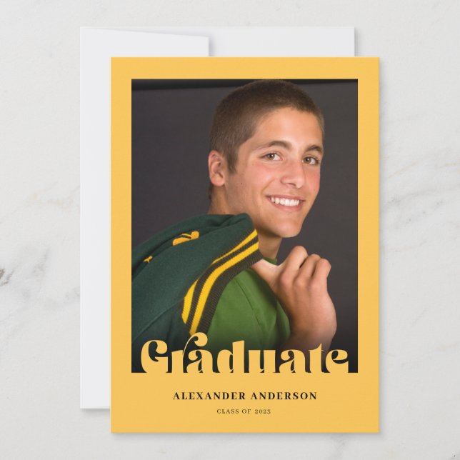 Modern Retro Typography Photo Graduation Invitation (Front)