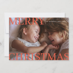 Modern Retro Typography Photo Merry Christmas Holiday Card