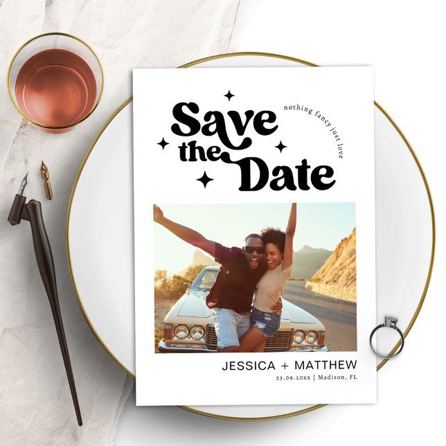 Modern Retro Typography Photo Save The Date (Creator Uploaded)