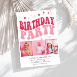 Modern Retro Typography Pink Photo 30th Birthday Invitation<br><div class="desc">Modern Retro Typography Pink Photo 30th Birthday Invitation</div>