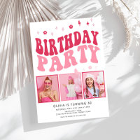 Modern Retro Typography Pink Photo 30th Birthday
