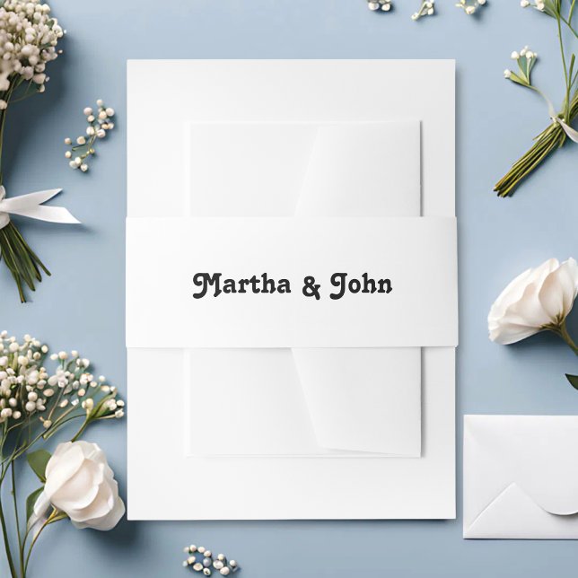 Modern Retro Vibes White & Black Wedding Invitation Belly Band (Creator Uploaded)