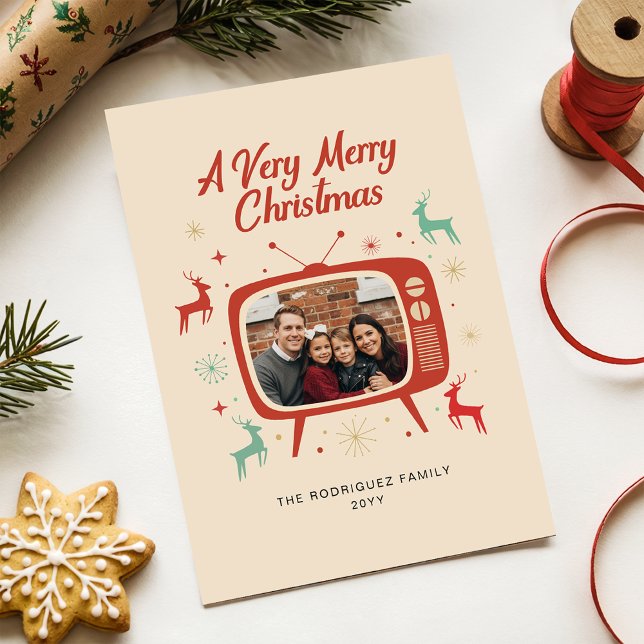 Modern Retro Vintage Family Photo Christmas Holiday Card (Creator Uploaded)