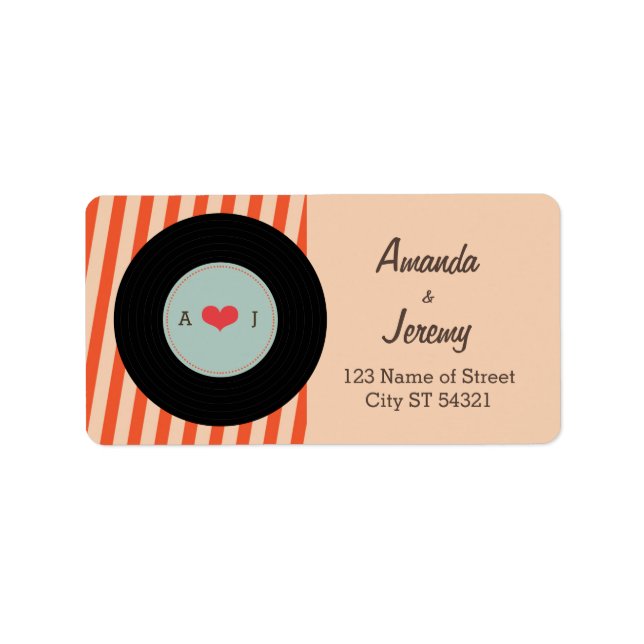 Modern Retro Vinyl Record Orange / Sky Blue Label (Front)