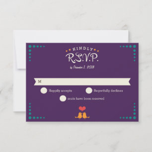 Modern Retro Vinyl Record Purple Aqua RSVP Card