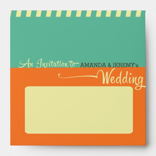 Modern Retro Vinyl Record Wedding Envelope (Front)