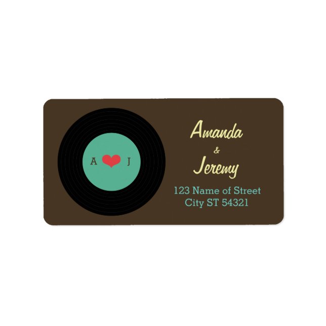 Modern Retro Vinyl Record Wedding Label (Front)