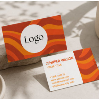 Modern Retro Wave Business Card | Bold Orange