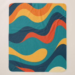Modern Retro Wavy Abstract Pattern  Sherpa Blanket
