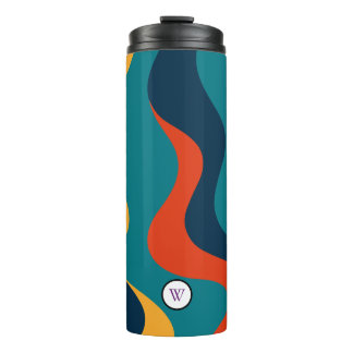 Modern Retro Wavy Abstract Pattern  Thermal Tumbler