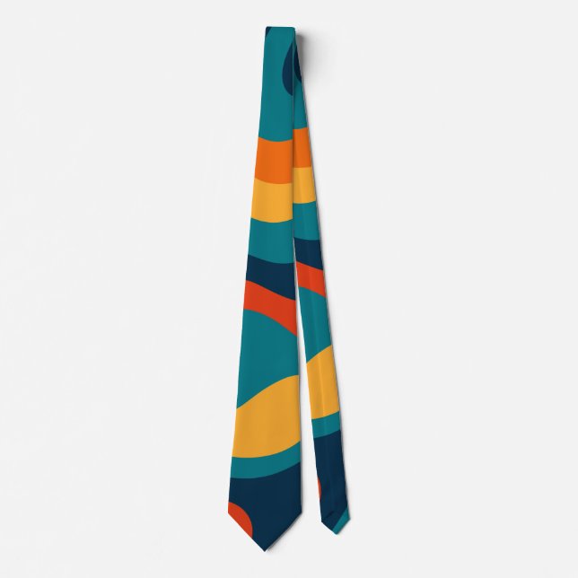 Modern Retro Wavy Abstract Pattern  Tie (Front)