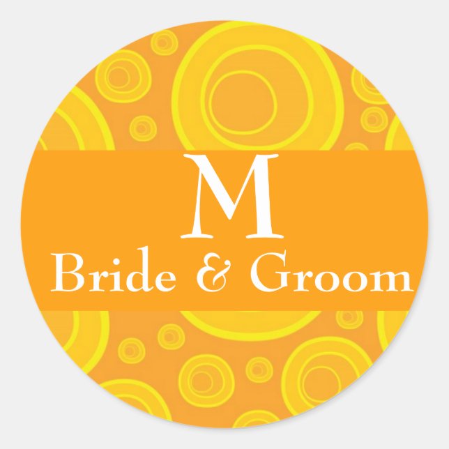 Modern Retro Wedding Monogram Designer stickers (Front)