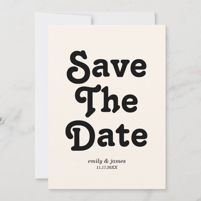 Modern Retro Wedding Save the Date (Front)