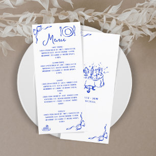 Modern Retro Whimsical Blue Hand Drawn Bow Menu