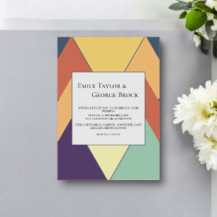 Modern Retro Whimsical Colourful Abstract Wedding Acrylic Invitations