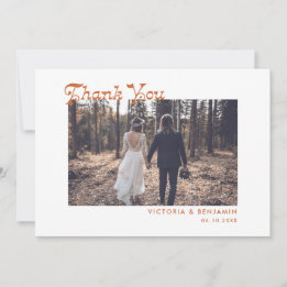 Modern Retro Whimsical Photo Wedding Thank You Card