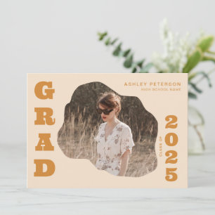 Modern Retro Yellow Typography 2 Photo Graduation Invitation
