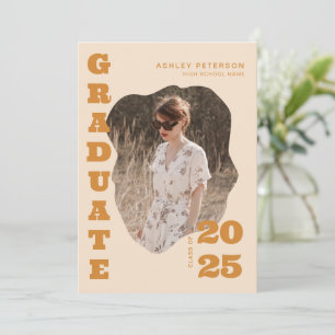 Modern Retro Yellow Typography 2 Photo Graduation Invitation