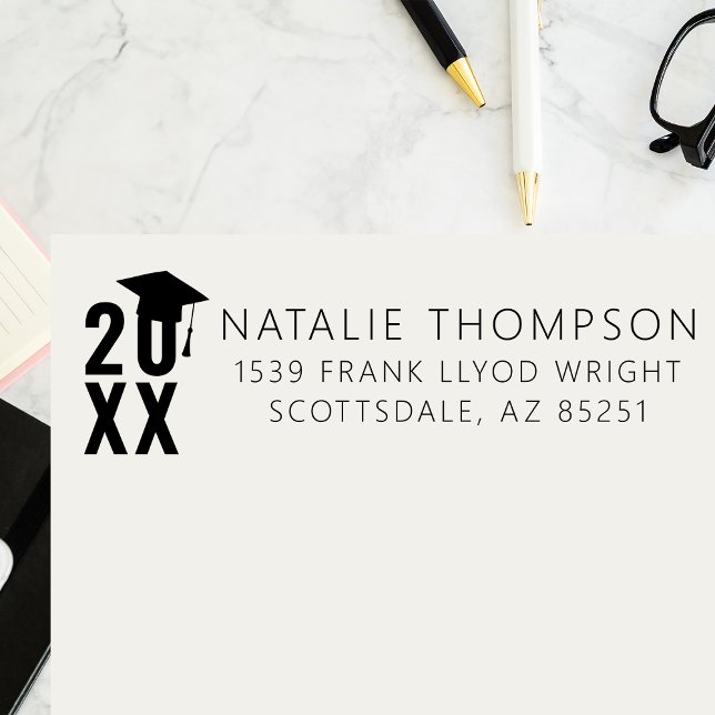 Modern Return Address 2024 Graduation Announcement Self-inking Stamp (Creator Uploaded)