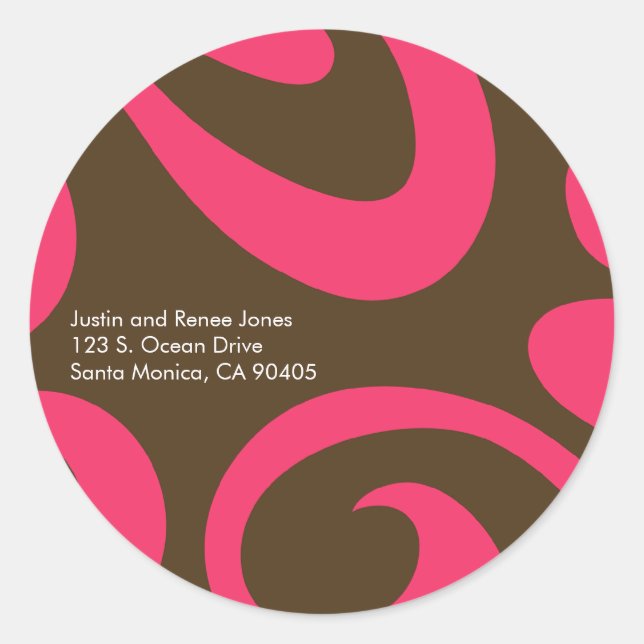 Modern Return Address Label - Brown & Pink (Front)