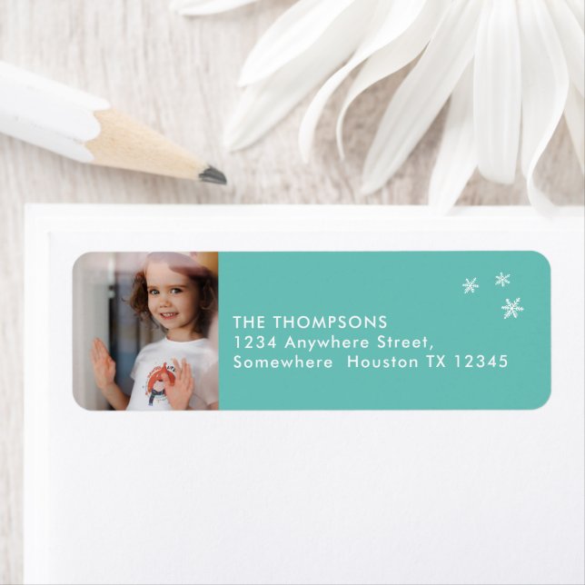 Modern Return Name Address Photo Teal (Insitu)