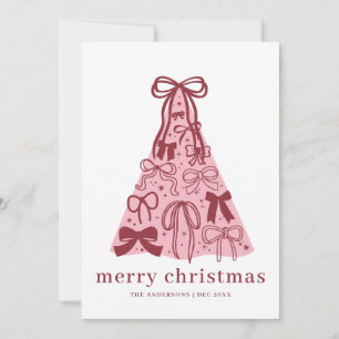 Modern Ribbon Bow Christmas Tree Card