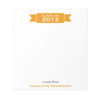 Modern ribbon orange banner class year student notepad