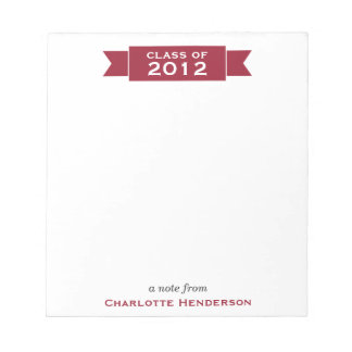 Modern ribbon red banner class year student notepad