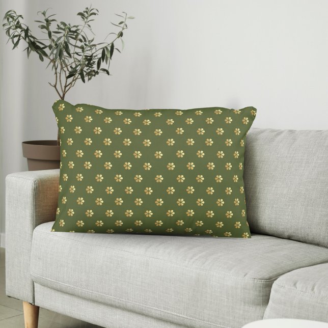 Modern Rich Christmas Green & Gold Floral Pattern  Decorative Cushion (Creator Uploaded)