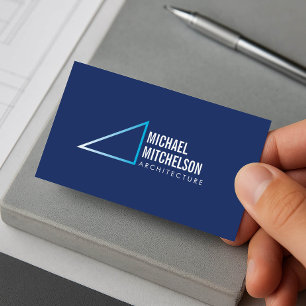Modern Right Angle Architecture Blue Business Card