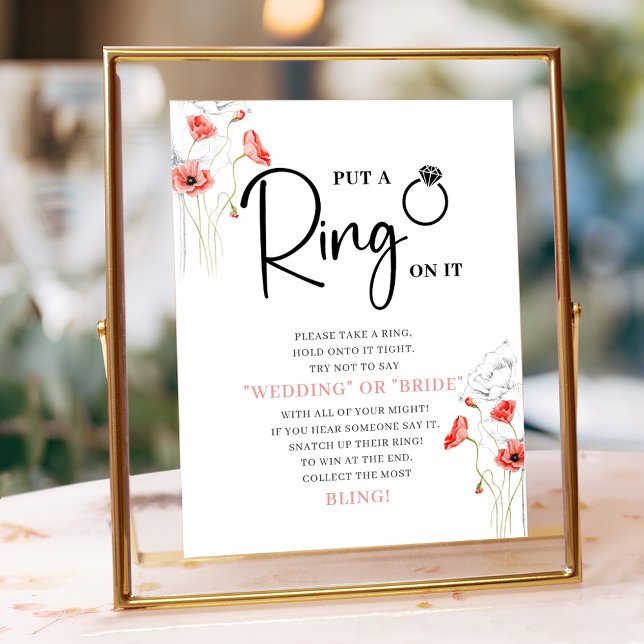 Modern Ring Game Floral Bridal Shower Game Sign (Creator Uploaded)
