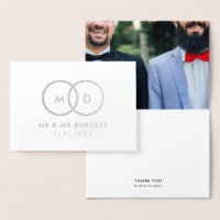 Modern Rings Gay Wedding Custom Photo Thank You
