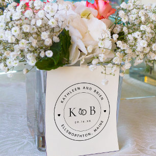 Modern Rings Monogram Initials Wedding Rubber Stamp