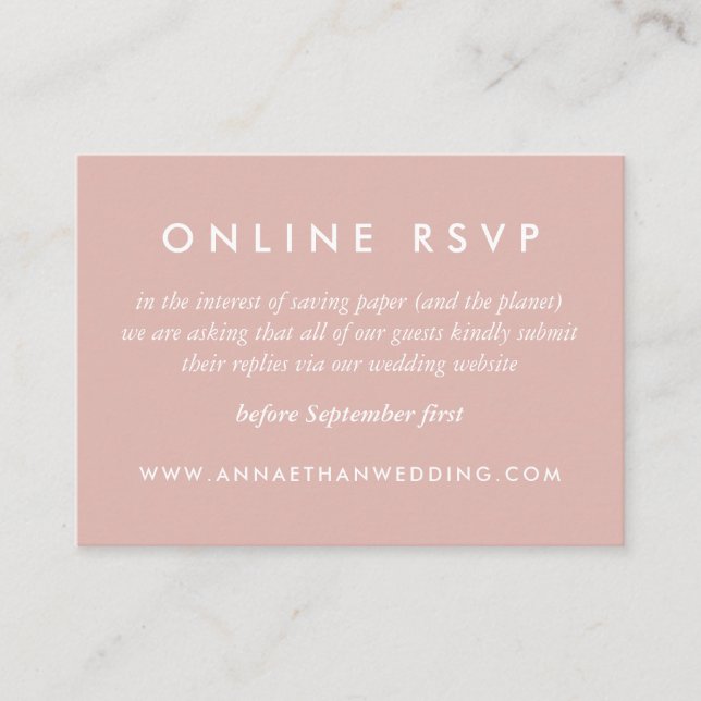 Modern Rings Rose White Wedding Online RSVP Card (Front)