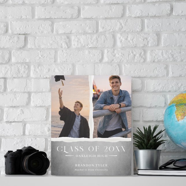 Modern Ripped Paper Graduation Photo Keepsake Plaque (Creator Uploaded)