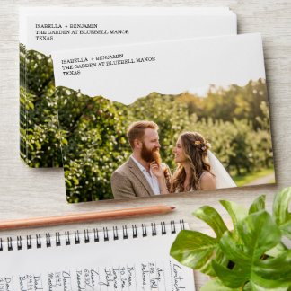 Modern Ripped Paper Photo Wedding Invitation Envelope