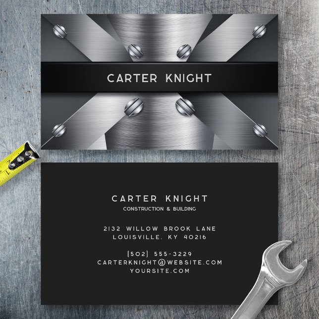 Modern Riveted Steel Metal Business Card (Creator Uploaded)