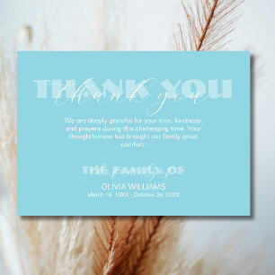 Modern Robin egg blue Traditional Funeral  Thank You Card
