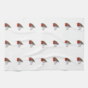 Modern Robin Illustration Tea Towel