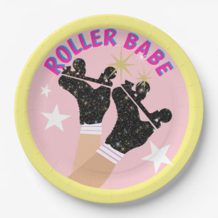 Modern Roller Babe Skater Derby Skating Gift      Paper Plate