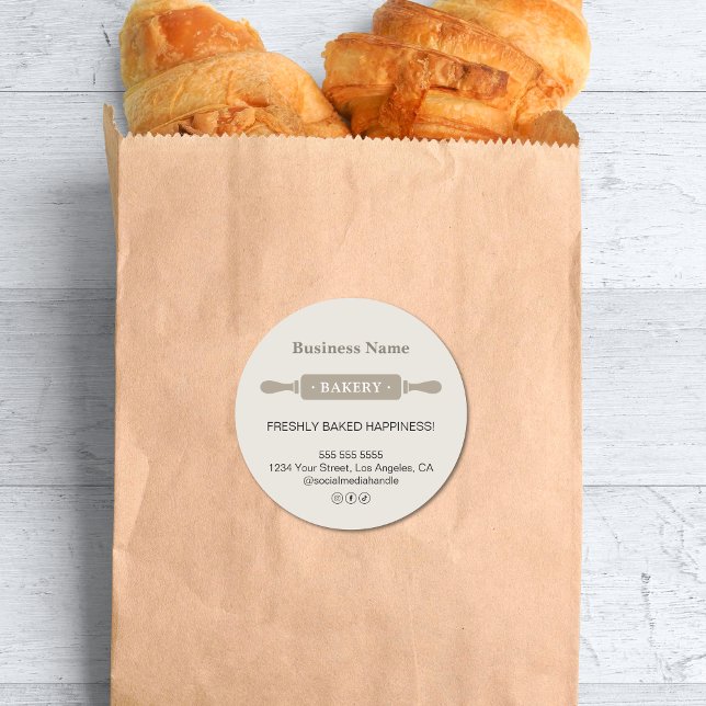 Modern Rolling Pin Bakery Business Classic Round Sticker (Modern Rolling Pin Bakery Business Classic Round Sticker)