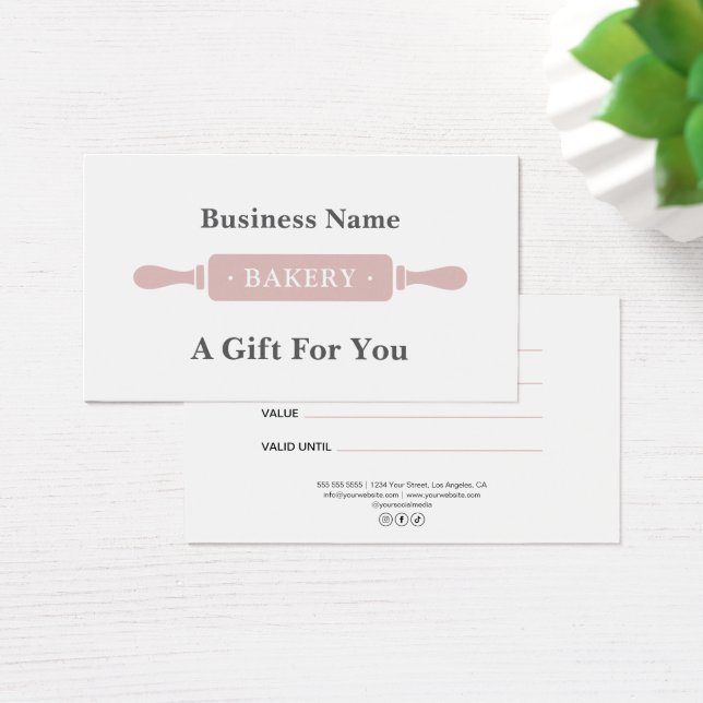 Modern Rolling Pin Bakery Gift Certificate (Desk)